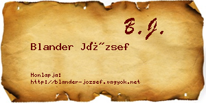 Blander József névjegykártya